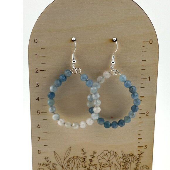 Natural Faceted Aquamarine Ombre Earrings Argentenium Silver 935 Stamped NWT - Picture 7 of 7